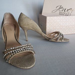 Badgley Mischka Jewel Jean Heel, 8.5, Sparkly Gold